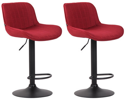 Set van 2 barkrukken Lintine stof rood,zwart, Rood