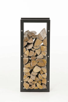 Brandhoutstandaard Kire in matzwarte look 25x40x150 cm, Zwart