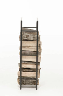 Brandhoutstandaard Kire in matzwarte look 25x40x150 cm, Zwart