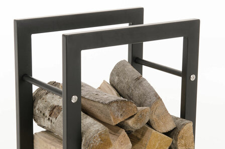 Brandhoutstandaard Kire in matzwarte look 25x40x150 cm, Zwart