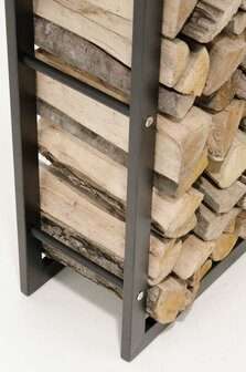 Brandhoutstandaard Kire in matzwarte look 25x40x150 cm, Zwart