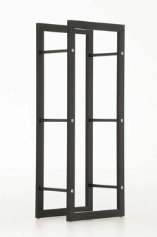 Brandhoutstandaard Kire in matzwarte look 25x40x100 cm, Zwart