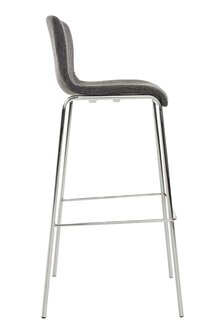 Barkruk Heovor Stof 4 pootframe licht grijs,chroom, Grijs