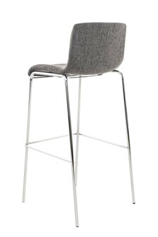 Barkruk Heovor Stof 4 pootframe licht grijs,chroom, Grijs