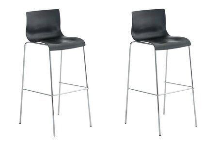 Set van 2 barkrukken Heovor kunststof zwart,chroom, Zwart