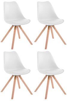 Set van 4 stoelen Teulouso - Vierkant - Kunstleer wit,natura, Wit