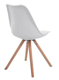 Set van 4 eetkamerstoelen Teulouso kunstleer rond wit,natura, Wit