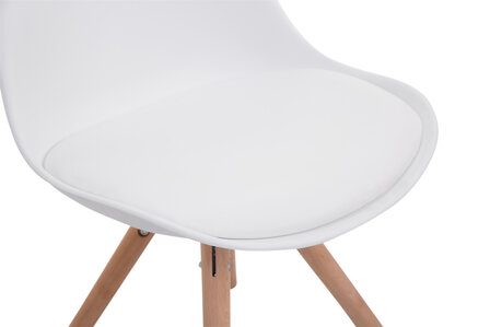 Set van 4 eetkamerstoelen Teulouso kunstleer rond wit,natura, Wit