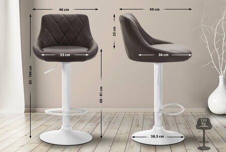 Barkruk Lozia Kunstleer bruin,wit, Bruin