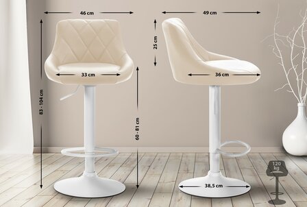 Barkruk Lozia Kunstleer Creme,wit