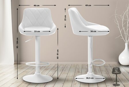 Barkruk Lozia Kunstleer wit,wit, Wit