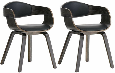 Set van 2 Kongstin Stoelen Kunstleer zwart/grijs, Grijs