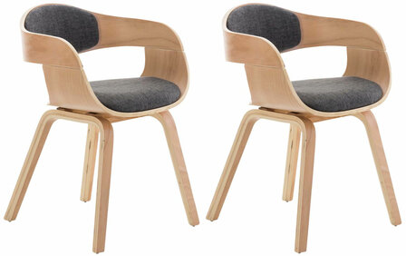 Set van 2 Kongstin eetkamerstoelen Stof natura/licht grijs,natura, Grijs