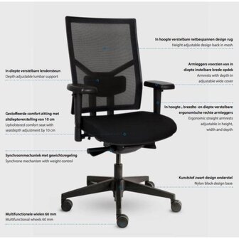 Workliving Npr1813 Zuidas Mesh Black Edition - Bureaustoel Ergonomisch Design Arbo Default Title