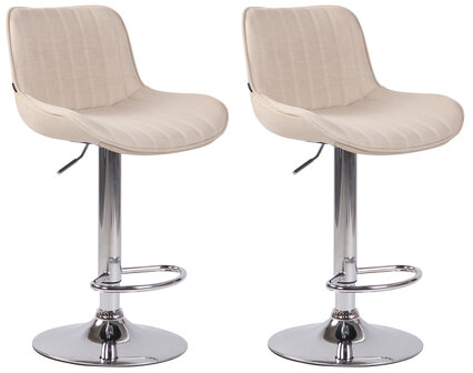 Set van 2 barkrukken Lintine stof Creme,chroom