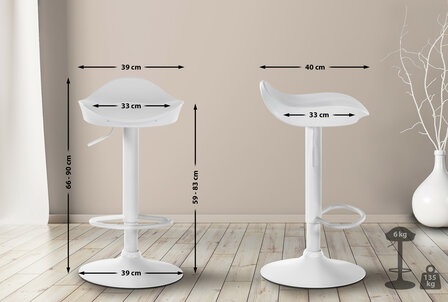 Set van 2 barkrukken Olissan kunstleer wit, Wit