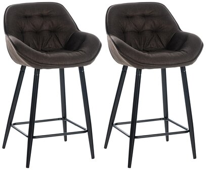 Set van 2 barkrukken Gobsin bruin,Stof, Bruin
