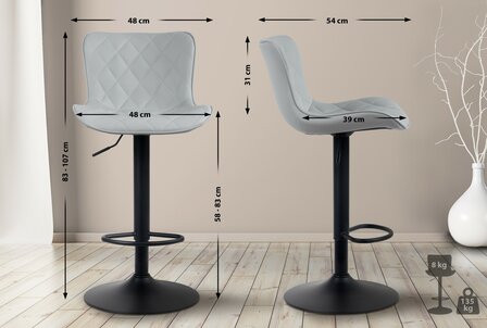 Set van 2 barkrukken Amme grijs,Kunstleer, Grijs