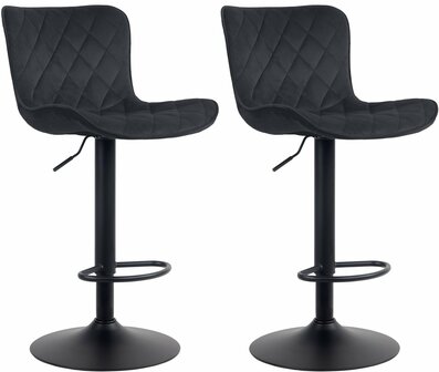 Set van 2 barkrukken Amme zwart,Fluweel, Zwart