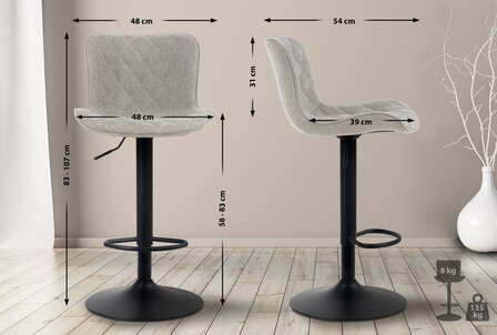 Set van 2 barkrukken Amme Taupe,Stof