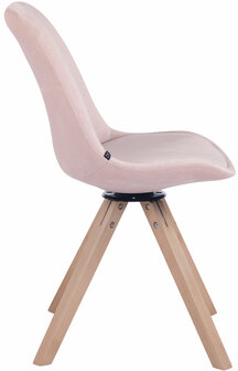 Eetkamerstoel Treyos fluweel vierkant frame natura,roze, 
