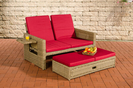 Wicker Loungebank Incini 5mm natura,robijnrood, 