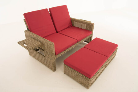 Wicker Loungebank Incini 5mm natura,robijnrood, 