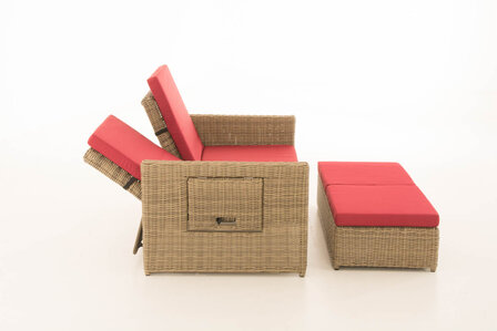 Wicker Loungebank Incini 5mm natura,robijnrood, 