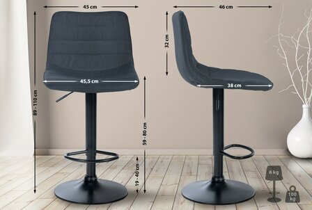 Lix Barkruk - Stof donkergrijs,zwart, Grijs