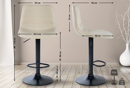 Lix Barkruk - Kunstleer Creme,zwart