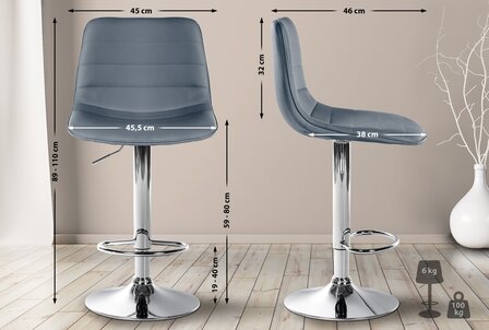 Lix Barkruk - Kunstleer grijs,chroom, Grijs