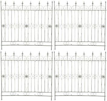 Set van 4 tuinhekken Mongald antiek/groen, Groen