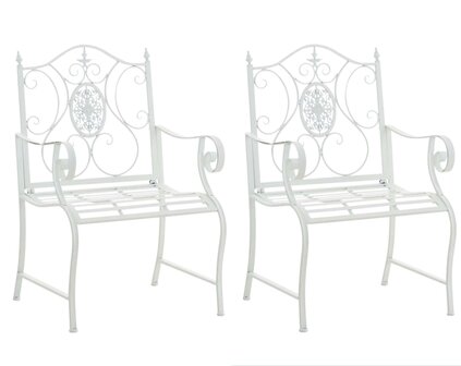 Set van 2 Tuinstoel Panjub met armleuningen wit, Wit