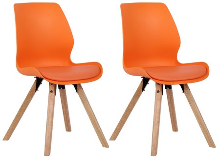 Set van 2 eetkamerstoelen Lanu oranje,Plastic, Oranje