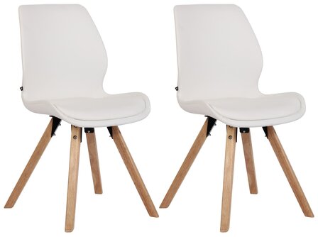 Set van 2 eetkamerstoelen Lanu wit,Kunstleer, Wit