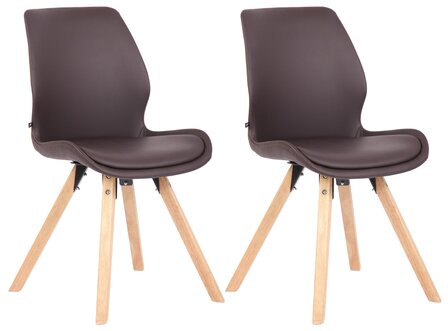 Set van 2 eetkamerstoelen Lanu bruin,Kunstleer, Bruin
