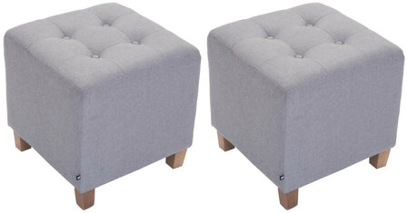 Set van 2 hockers Phoraa licht grijs, Grijs