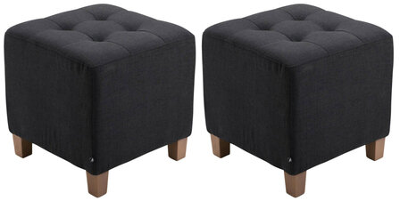 Set van 2 hockers Phoraa zwart, Zwart