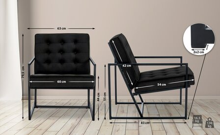 Lounger Ovan Fluweel zwart, Zwart