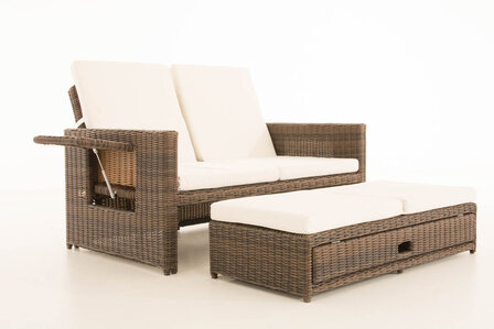 Wicker Loungebank Incini 5mm bruin gemeleerd,gebroken wit, Bruin