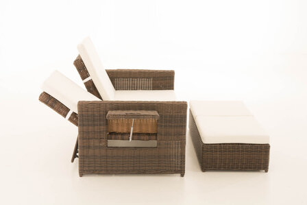 Wicker Loungebank Incini 5mm bruin gemeleerd,gebroken wit, Bruin