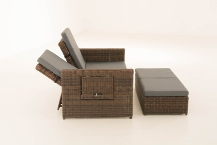 Wicker Loungebank Incini 5mm bruin gemeleerd,ijzerachtig grijs, Bruin