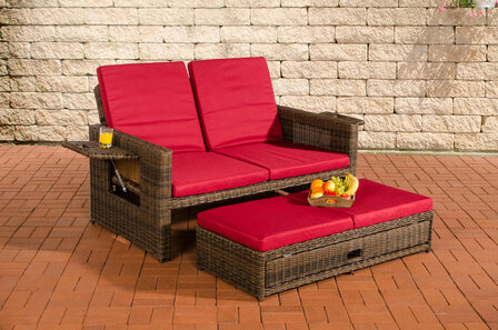 Wicker Loungebank Incini 5mm bruin gemeleerd,robijnrood, Bruin