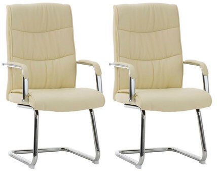 Set van 2 Cora eetkamerstoelen - Kunstleer Creme