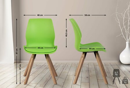 Set van 2 eetkamerstoelen Lanu groen,Kunststof, Groen
