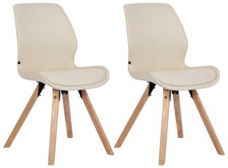 Set van 2 eetkamerstoelen Lanu Creme,Stof