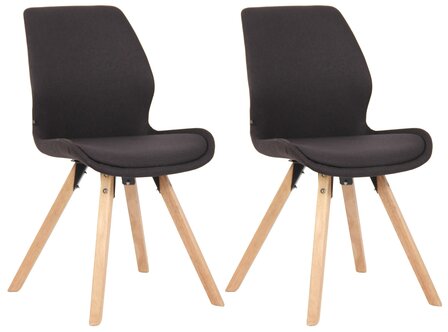 Set van 2 eetkamerstoelen Lanu zwart,Stof, Zwart