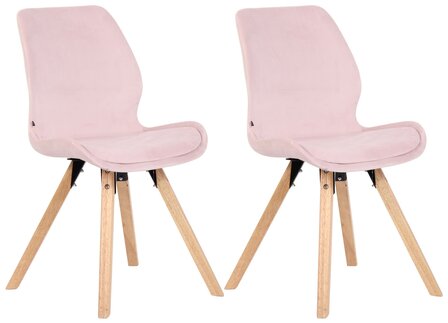 Set van 2 eetkamerstoelen Lanu roze,Fluweel, 