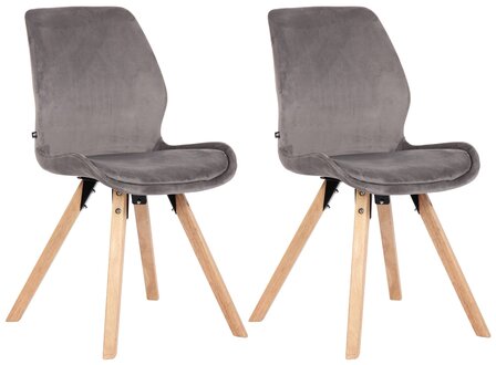 Set van 2 eetkamerstoelen Lanu grijs,Fluweel, Grijs