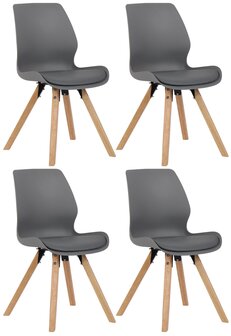 Set van 4 eetkamerstoelen Lanu grijs,Kunststof, Grijs